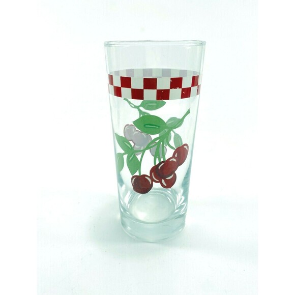 Anchor Hocking Other - Anchor Hocking Cherries Gingham Check Trim Drinking Glass Tumbler Replacement